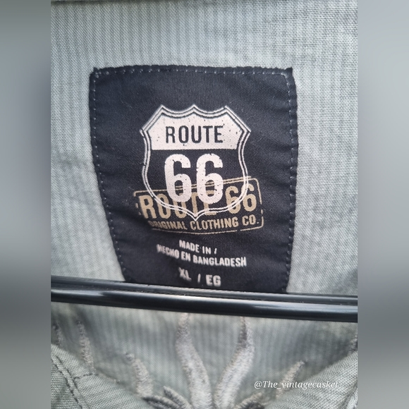 Route 66 Y2K tribal embroidered gray button down men's shirt - Picture 4 of 4